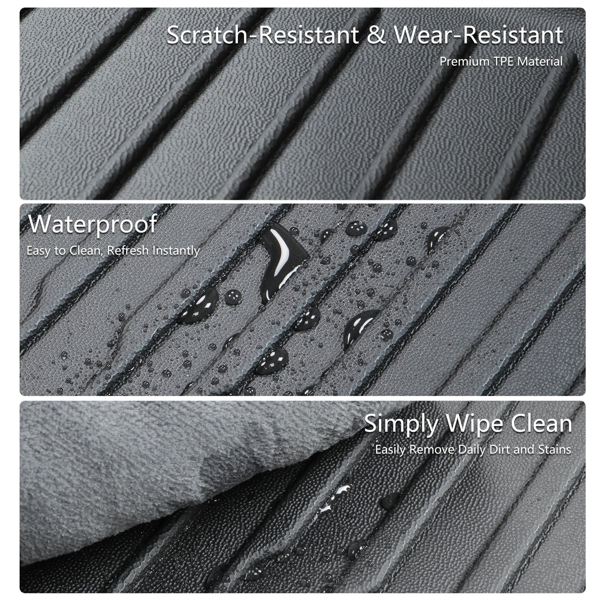 Main trunk all-weather mat for Tesla Model Y 2025, featuring deep grooves and raised edges to block mud, snow, and spills