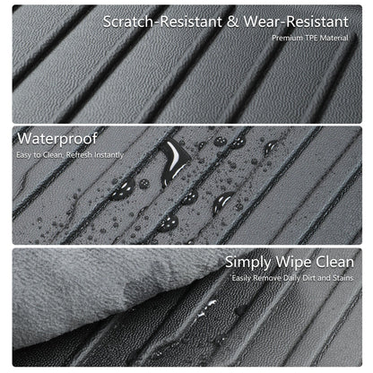 Main trunk all-weather mat for Tesla Model Y 2025, featuring deep grooves and raised edges to block mud, snow, and spills