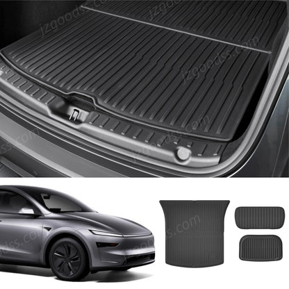 Perfect-fit trunk mat set for Tesla Model Y 2025 designed with precise laser contouring to install without trimming or modifications