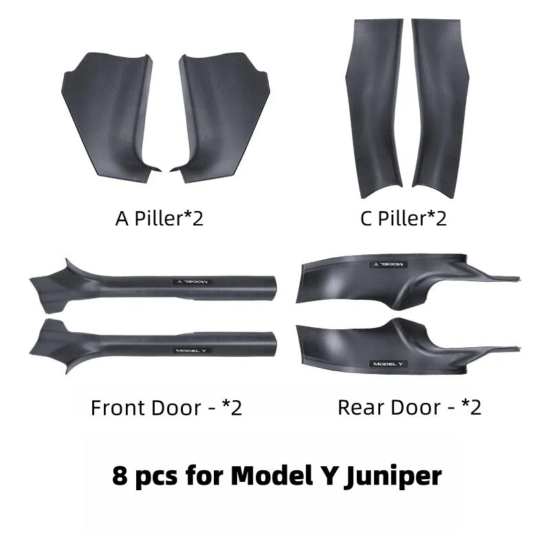 Tesla Model Y Juniper specific-fit door sill protection kit ensures perfect fit for 5-seater models, not compatible with 7-seater