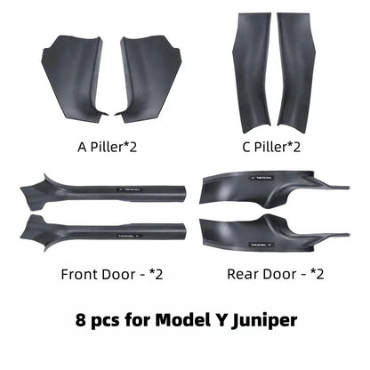 Tesla Model Y Juniper specific-fit door sill protection kit ensures perfect fit for 5-seater models, not compatible with 7-seater