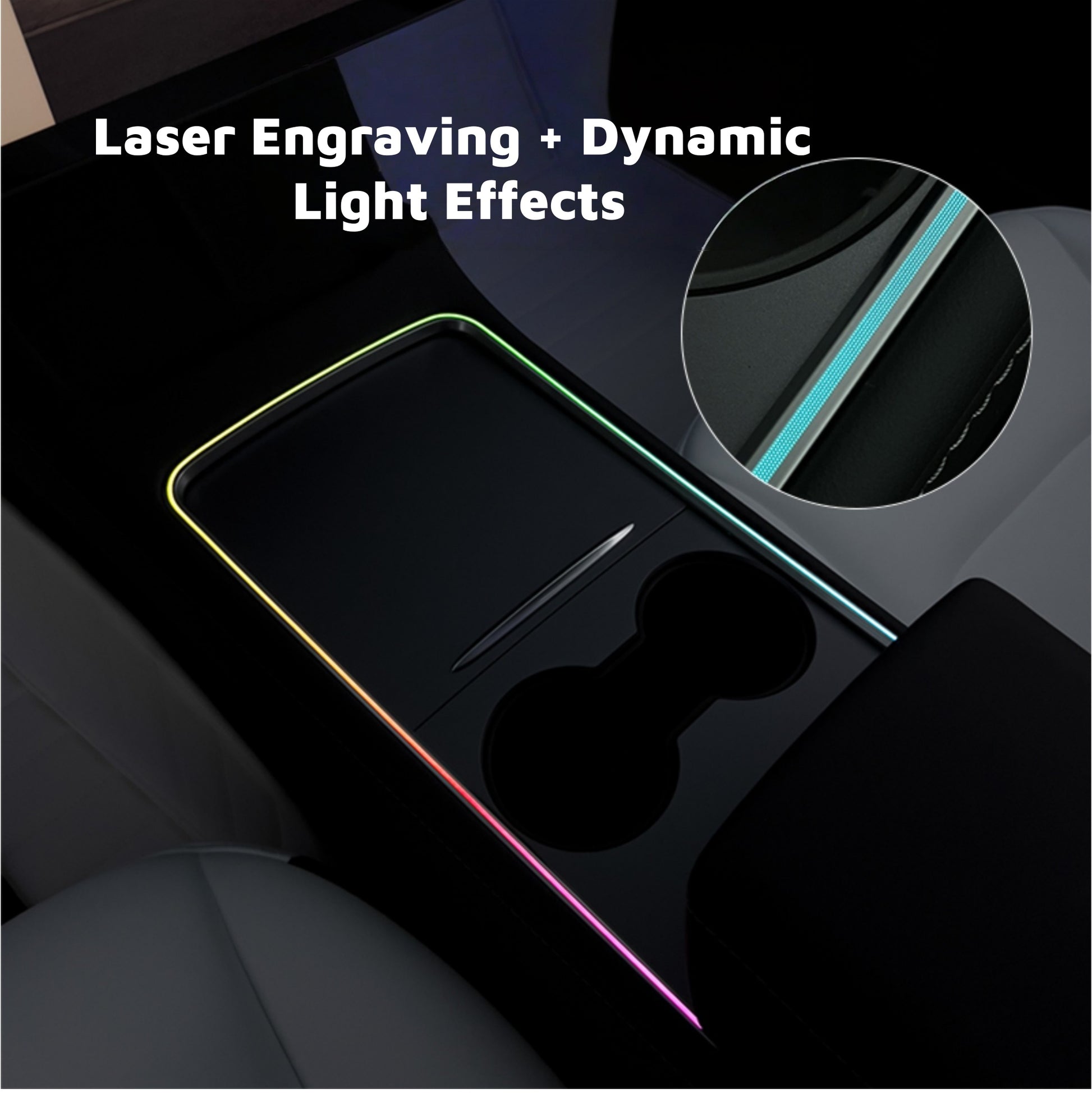 Seatback LED ambient lights for Tesla Model 3 2021-2023, creating a modern illuminated cabin atmosphere for passengers