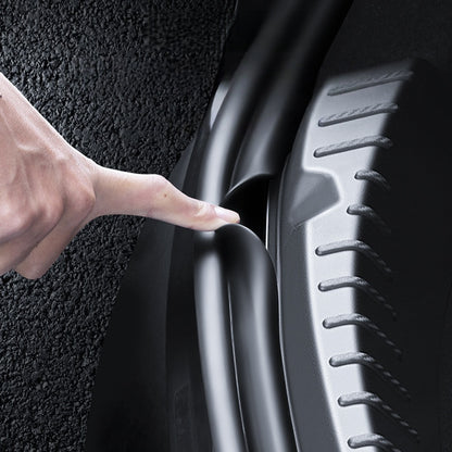 Tesla Model 3 trunk sill protector with raised texture to improve grip and reduce slip hazards during loading