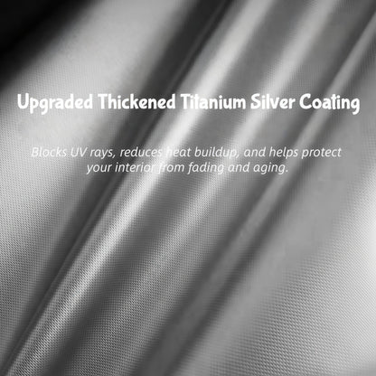 Titanium silver reflective Tesla windshield sunshade helps block sunlight and keep the interior cooler during hot summer days